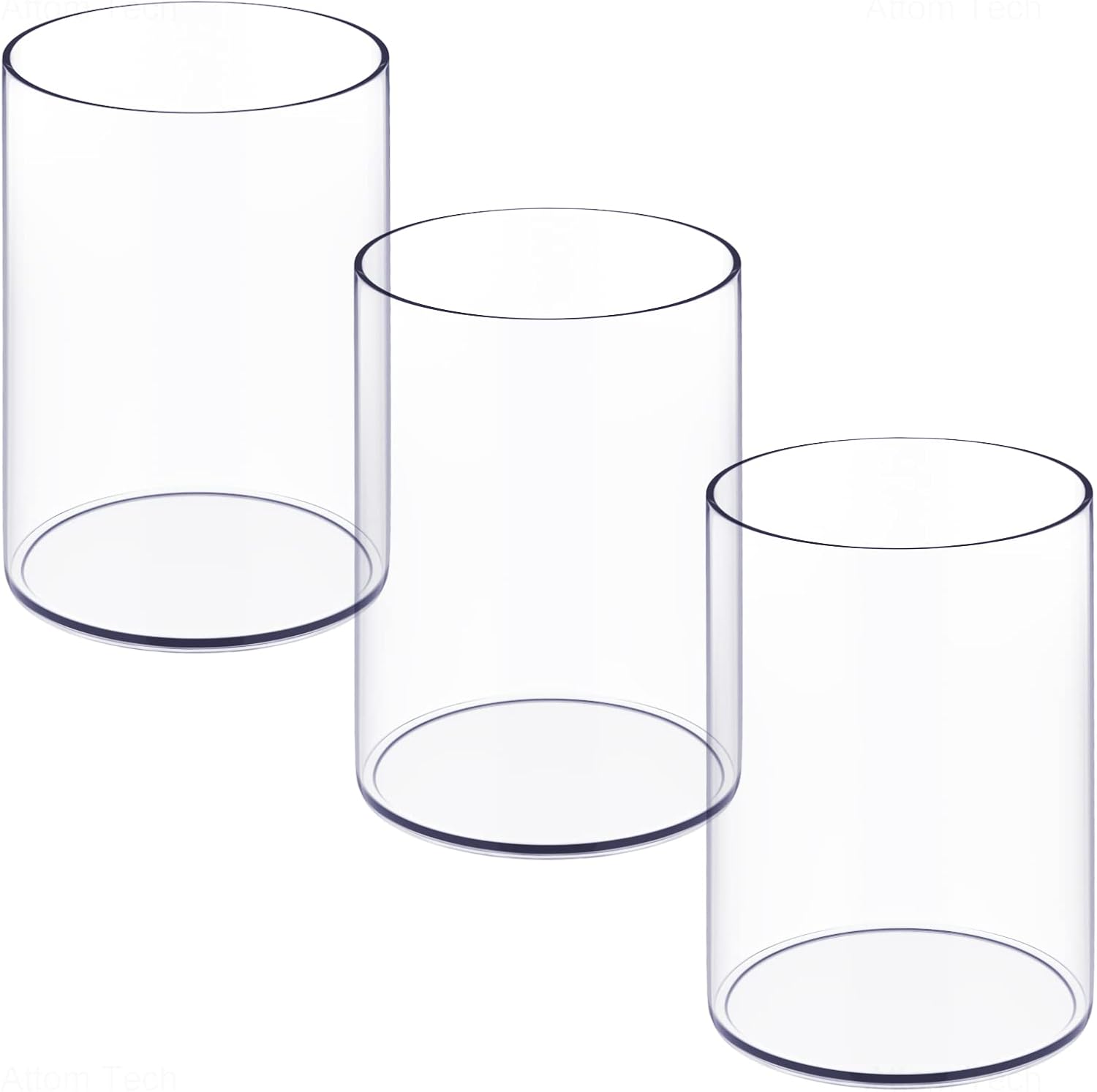 51iBG4SzYlL._AC_SL1500_.jpg Stylish Transparent Acrylic Desktop Storage Set (3-Piece Set), Round Pen Holder and Makeup Brush Holder, Ideal for Home, School, and Office Supplies | Office Supplies - Image 1